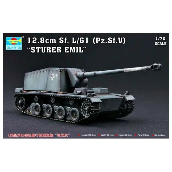 Trumpeter 07210 1/72 12.8cm Sf. L/61 (Pz.Sf.V) Sturer Emil - Military Vehicles & Tanks
