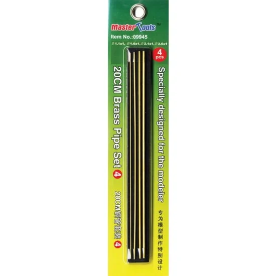 Trumpeter 09945 Brass Pipe Set No.4 (Diameter: 1.1mm, 1.6mm, 2.1mm, 2.6mm, Length: 20cm, 4pcs) - Hobby Tools & Supplies
