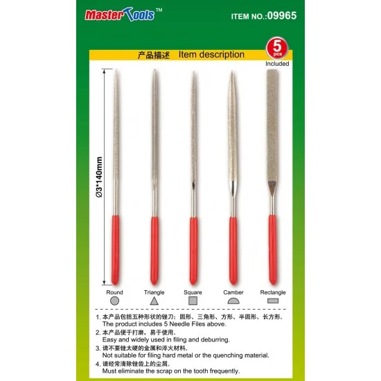Trumpeter 09965 Assorted Diamond Files Set (140mm) - Hobby Tools & Supplies