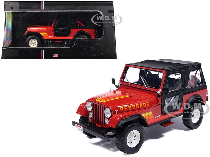 1983 Jeep Renegade Red with Stripes and Black Top 1/24 Diecast Model by IXO Models - Jeep Models