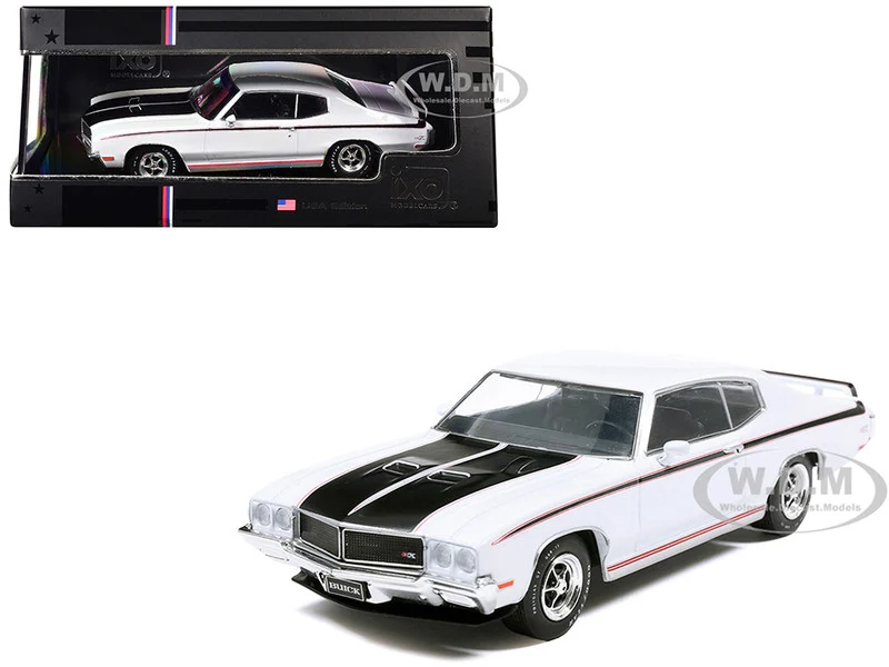 1970 Buick GSX Apollo White with Black and Red Stripes 1/43 Diecast Model by IXO Models - Buick Models
