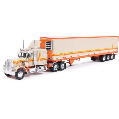 1973 Peterbilt 359 - Orange And Cream With Modern Trailer