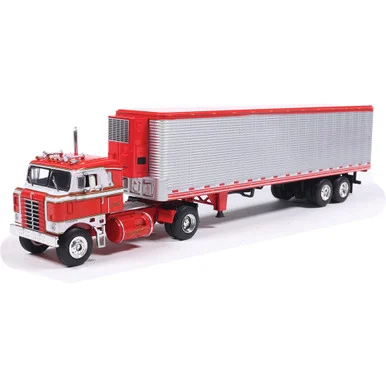 1:64 1950 Kenworth Bullnose - Red and White with vintage chrome trailer