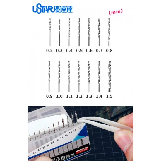 U Star UA-90260 High Speed Drill Bits (0.2mm-1.5mm, 14pcs)