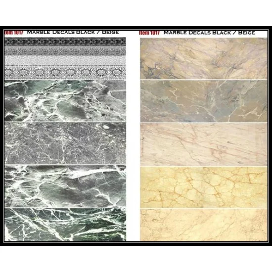 Uschi 1017 Marble Decals - Black and Beige w/Ornaments (2x A5/B5-size sheets)