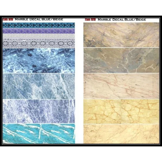 Uschi 1019 Marble Decals - Blue and Beige w/Ornaments (2x A5/B5-size sheets)