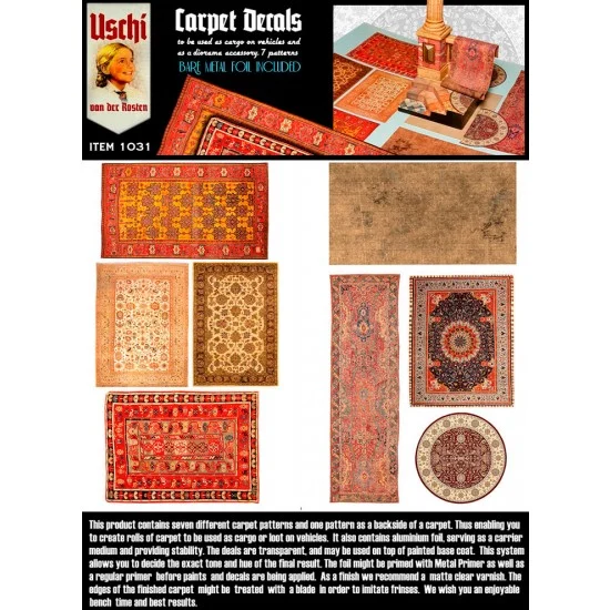 Uschi 1031 Carpet Decal V1 Larger Carpets (7 different patterns) - Scenics & Diorama