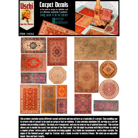 Uschi 1032 Carpet Decal V2 Smaller Carpets (14 different patterns) - Scenics & Diorama