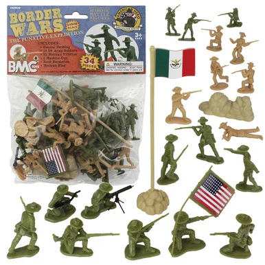 BMC BORDER WARS 1/32 PLASTIC FIGURES, U.S. VS. MEXICO - 34 P BMC TOYS (40038)