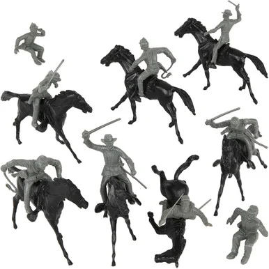 Civil War Cavalry 16pc Charcoal Gray Plastic Figure Playset BMC TOYS (67146)