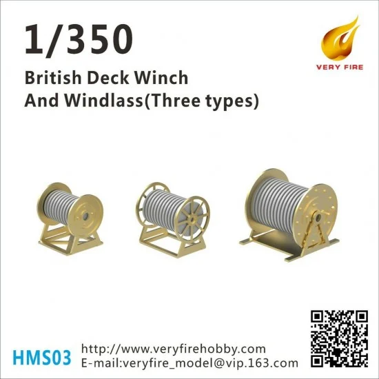 Very Fire HMS03 1/350 British Deck Winch and Windlass 3 Types (23 sets) - Model Ships & Boats
