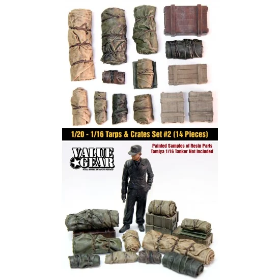 Value Gear UTB02 1/16 Universal/Generic Tarp Rolls & Crates #2 (14pcs) - Military Vehicles & Tanks