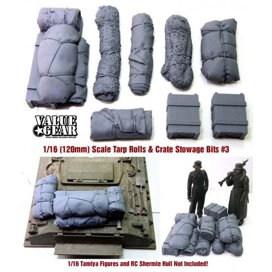 Value Gear UTB03 1/16 Universal/Generic Crates, Tarp Rolls & Deck Piece #3 (8pcs) - Military Vehicles & Tanks
