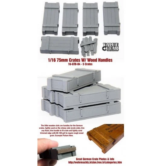 Value Gear 16-GTB-04 1/16 German 75mm Crates (Wood Handles 5 Crates)