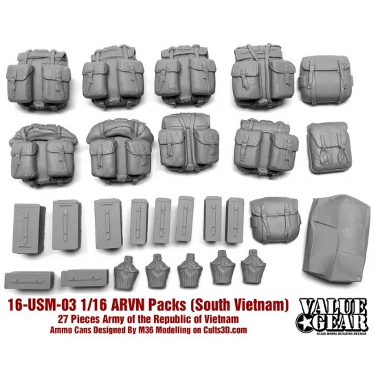 Value Gear 16-USM-03 1/16 Vietnam ARVN and Butt Packs (Packs and Canteens)