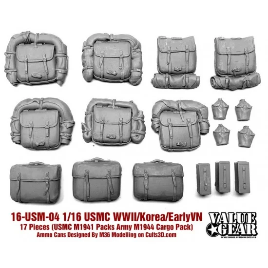 Value Gear 16-USM-04 1/16 WWII/Korea/Early Vietnam USMC M1941 Packs (Packs and Canteens)