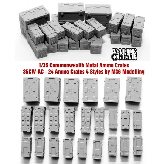 Value Gear 35CW-AC 1/35 British/Australian Metal Ammo Crates (24pcs, 4 styles: P59, G70, C224, C238)