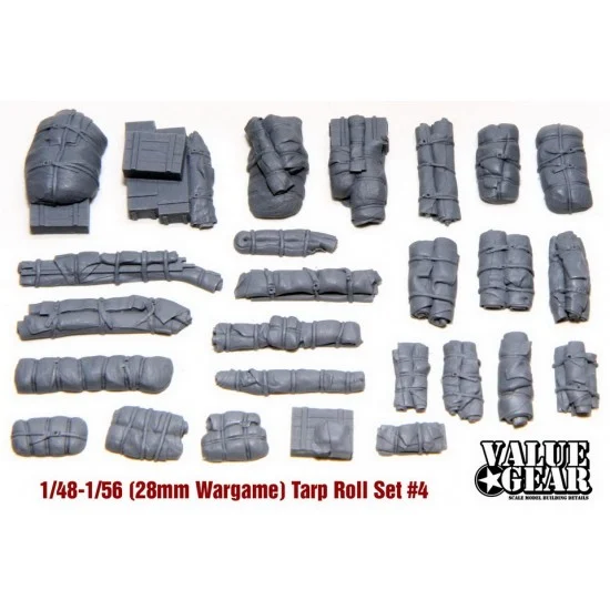 Value Gear 48004 1/48, 1/56 (28mm Wargame) Tarps & Crates #4 (26pcs) - Military Vehicles & Tanks