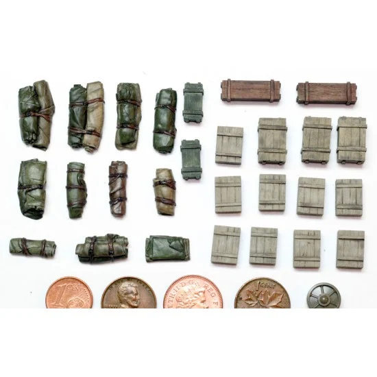 Value Gear 56001 1/56 (28mm Scale) Wargame Stowage Set - Tents, Tarps & Crates #1 (27pcs)