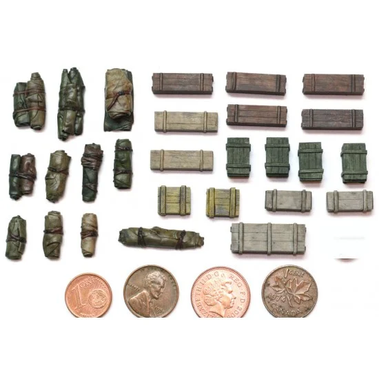 Value Gear 56002 1/56 (28mm Scale) Wargame Stowage Set - Tents, Tarps & Crates #2 (27pcs)