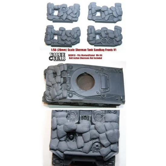Value Gear 56SH10 1/56 M4 Sherman Sandbag Fronts Ver. 1 for Warlord/Italeri Kits (4 sets) - Military Vehicles & Tanks