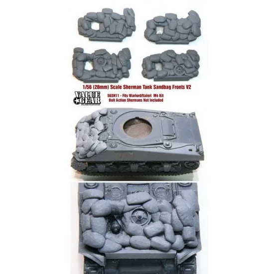 Value Gear 56SH11 1/56 M4 Sherman Sandbag Fronts Ver. 2 for Warlord/Italeri Kits (4 sets) - Military Vehicles & Tanks