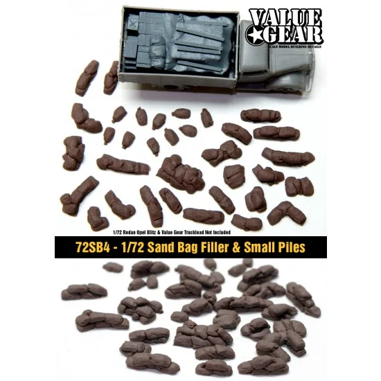 Value Gear 72SB4 1/72 Sandbags Walls "Filler & Small Piles" (32 pieces) - Scenics & Diorama