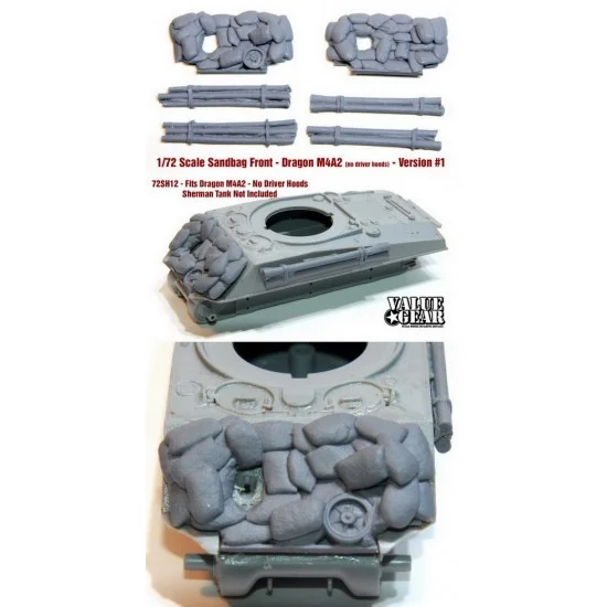 Value Gear 72SH12 1/72 Sherman M4A2 Sandbag Fronts/Logs V1 for Dragon Kits - Military Vehicles & Tanks