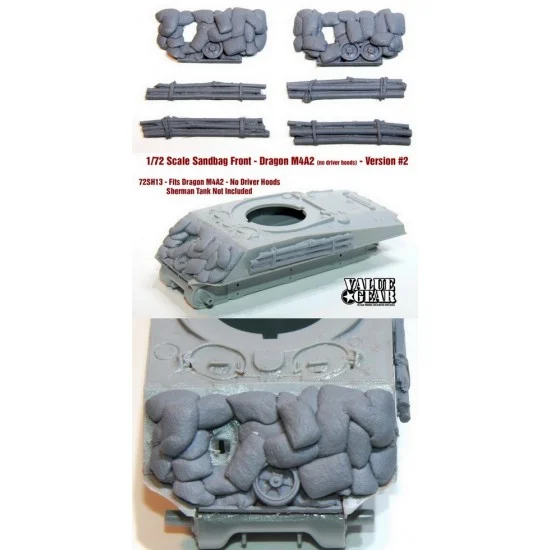 Value Gear 72SH13 1/72 Sherman M4A2 Sandbag Fronts/Logs V2 for Dragon Kits - Military Vehicles & Tanks