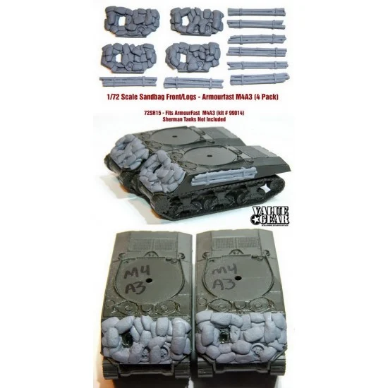 Value Gear 72SH15 1/72 Sherman M4A3 Sandbag Fronts/Logs for Armourfast Kit #99014 - Military Vehicles & Tanks
