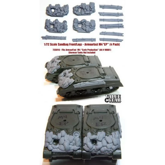 Value Gear 72SH16 1/72 Sherman M4 Early Sandbag Fronts/logs for Armourfast kit #99001 - Military Vehicles & Tanks