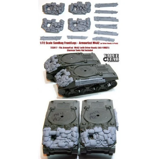Value Gear 72SH17 1/72 Sherman M4A2 Sandbag Fronts/Logs for Armourfast kit #99021 - Military Vehicles & Tanks