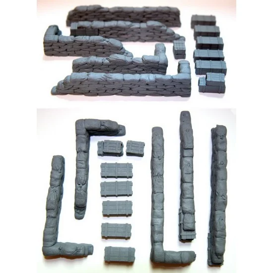 Value Gear DP003 1/35 Configurable Sandbags Walls (straight) & Crates - Scenics & Diorama