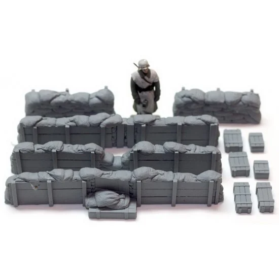 Value Gear DP005 1/35 Configurable Sandbags Walls "Fence/Bracing" + Crates (figure Not included) - Scenics & Diorama