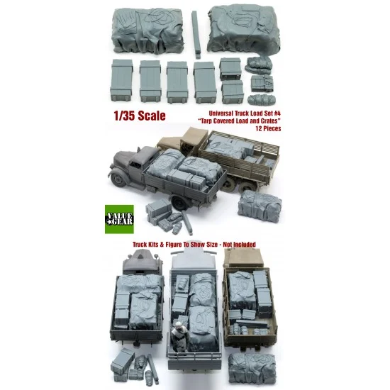 Value Gear GUT04 1/35 Universal Truck Load Set #4 - Tarp Covered Loads & Crates (12pcs)