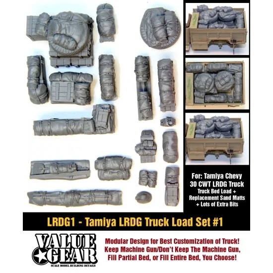 Value Gear LRDG1 1/35 Long Range Desert Group Truck Loads Set #1 for Tamiya Chevy 30 CWT LRDG (19pcs) - Military Vehicles & Tanks
