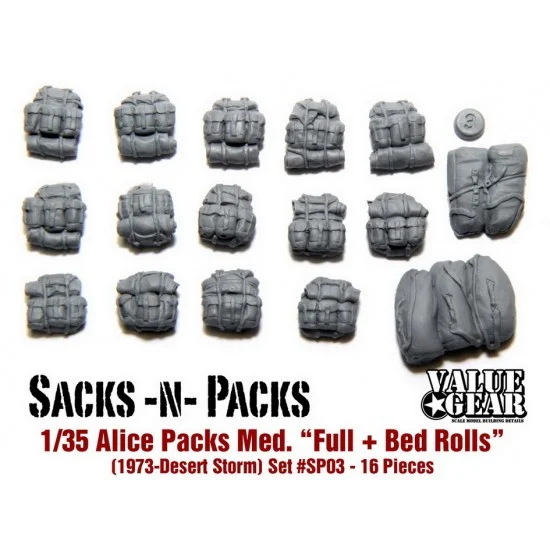 Value Gear SP003 1/35 US Alice Packs "Medium Full w/Blankies & Ponchos" (1973-1995)