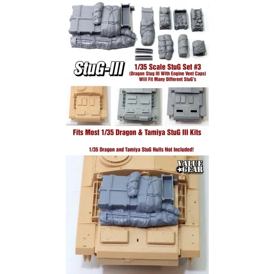 Value Gear STG03 1/35 StuG III Stowage Set #3 for Dragon/Tamiya Hulls w/Engine Vent Caps kits - Military Vehicles & Tanks