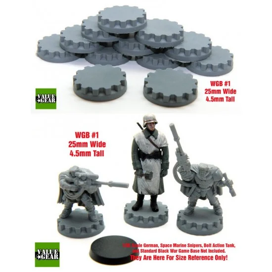 Value Gear WGB01 War Game / Figure Bases Set #1 (12pcs, Width: 25mm, Height: 4.5mm) - Scenics & Diorama