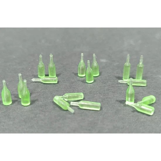 VG DioModels VG64081 75mm Green Glass Bottles set (18pcs) - Scenics & Diorama