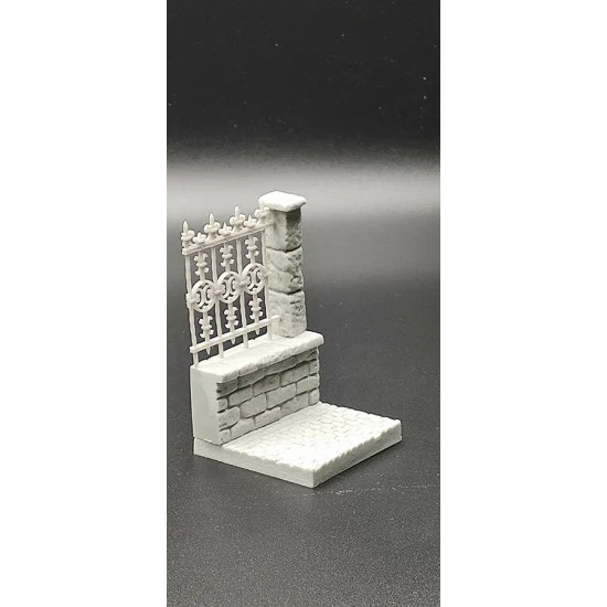VG DioModels VG64309 54mm Wall Base with Railing - Scenics & Diorama