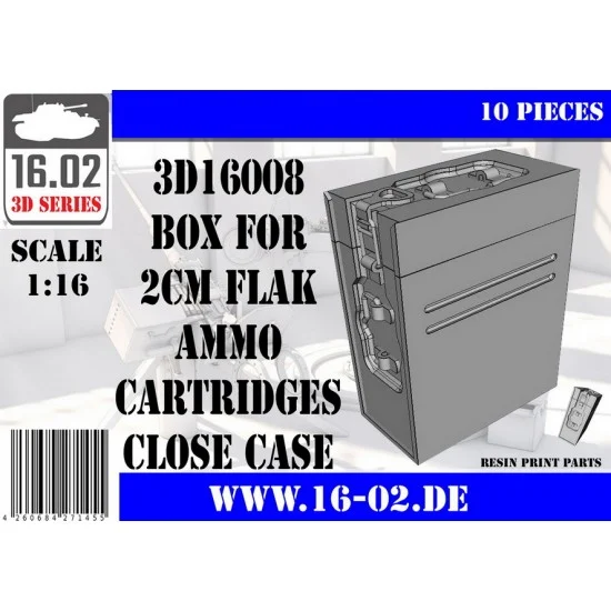 16.02 3D16008 1/16 2cm Flak Ammo Cartridges Close Case Box - Military Vehicles & Tanks