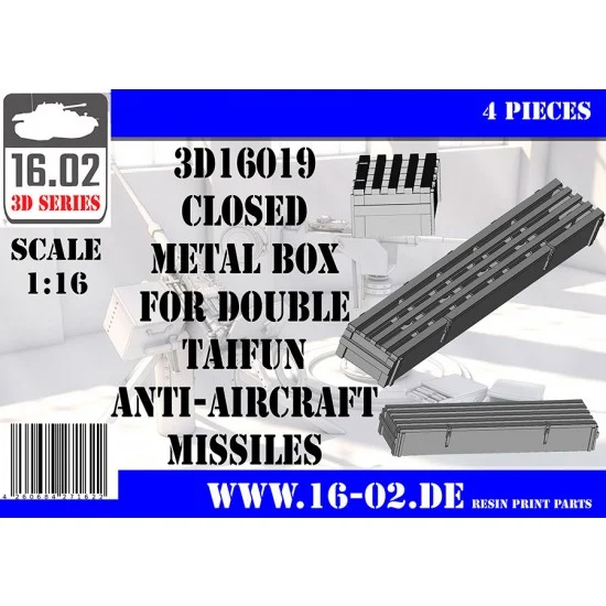 16.02 3D16019 1/16 Closed Wooden Box for Double Taifun Anti-Aircraft Missiles (4pcs)