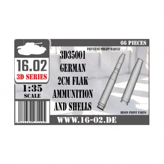 16.02 3D35001 1/35 German 2cm Flak Ammunition and Shells - Military Vehicles & Tanks