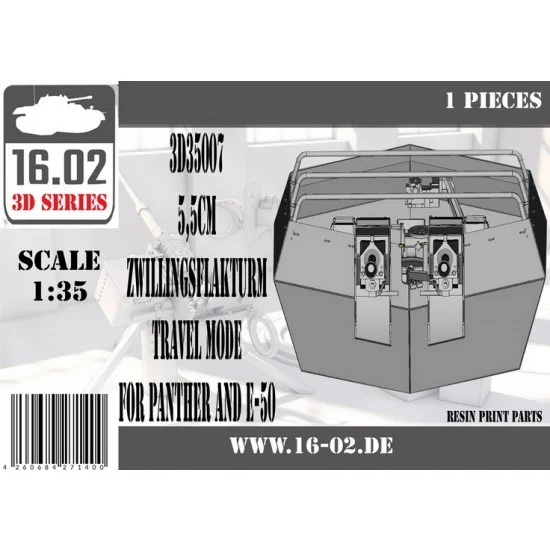 16.02 3D35007 1/35 German 5.5cm Zwillingsflakturmon Transport for Panther and E-50