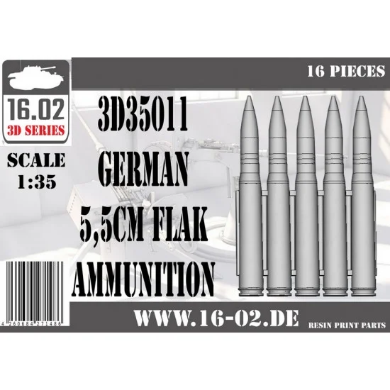 16.02 3D35011 1/35 German 5.5cm Flak Ammunition - Military Vehicles & Tanks