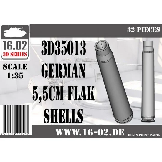 16.02 3D35013 1/35 German 5.5cm Flak Shells - Military Vehicles & Tanks
