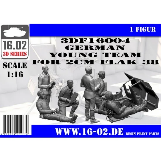 16.02 3DF16004 1/16 German Young Team for 2cm Flak 38 (3 figures) - Model Figures