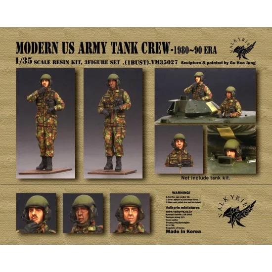 Valkyrie Miniature VM35027 1/35 Modern US Army M60 Patton & M1 Abrams Crew 1980s (2 Figures & 1 Bust) - Model Figures