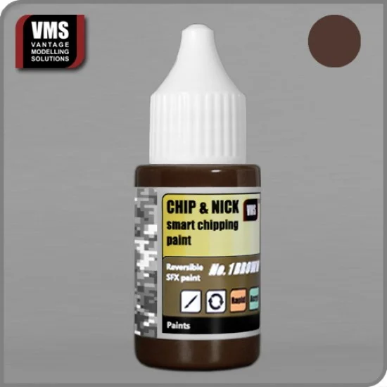 VMS Supplies CNX01 Chip & Nick paint No.1 Brown (20ml, reversible SFX paint) - Hobby & Model Paints